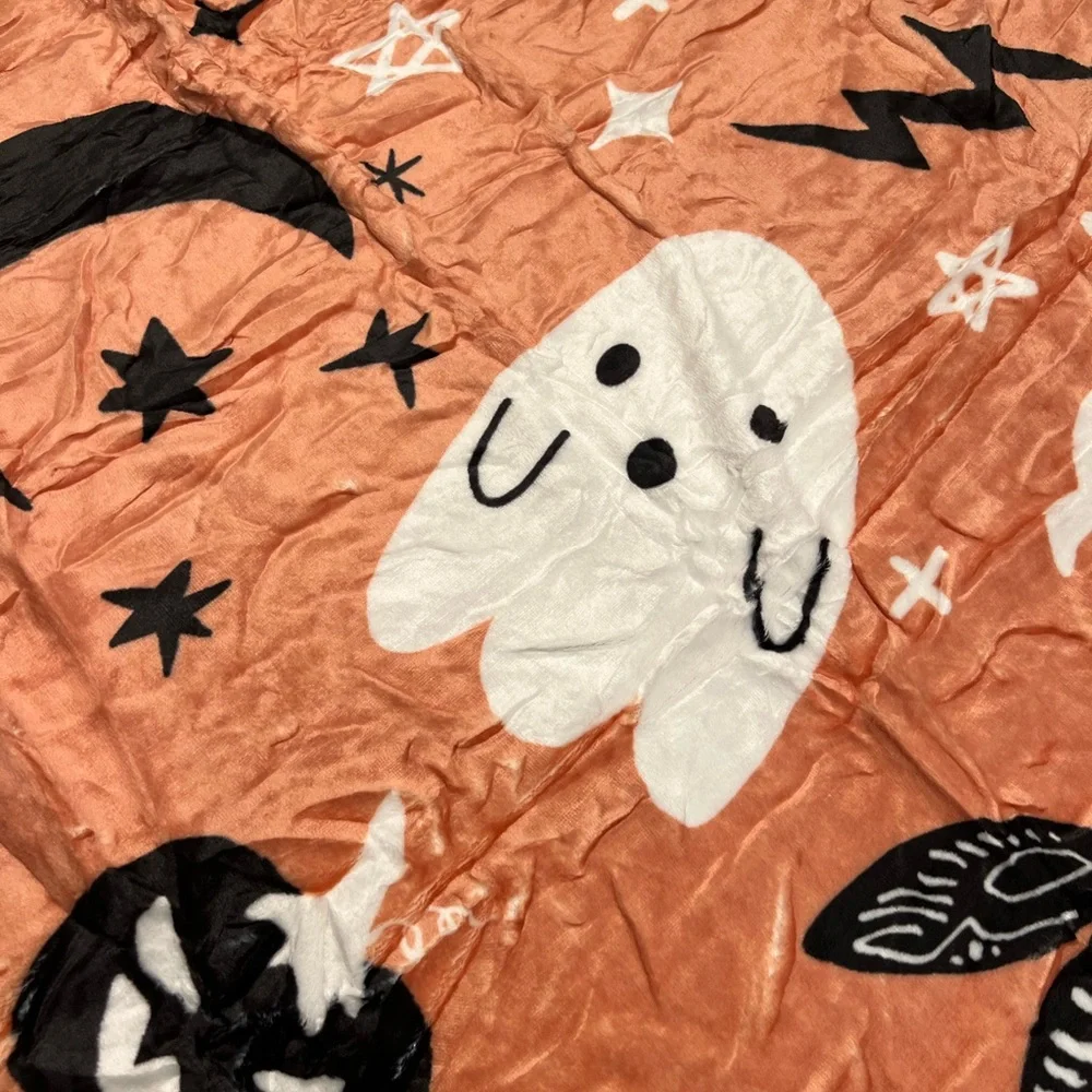 Halloween Themed Blanket with Skeletons and Ghosts
